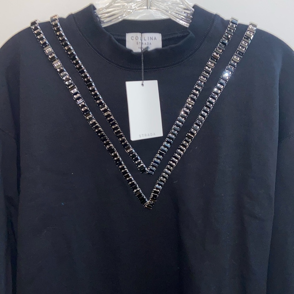 NWT Collina Strada Back Sweater with Embellishments size XS - Picture 4 of 7